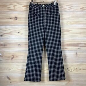 Vtg 70s Woodstock by Green Park Pants Textured Plaid Flare High Rise Hippie Boho